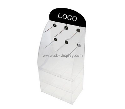 Custom retail perspex display stand with hangers SOD-974