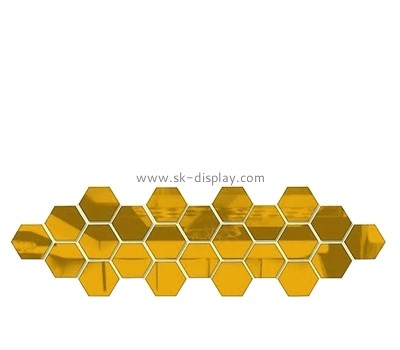 Custom wholesale acrylic hexagon wall decal DIY mirror stickers MA-140