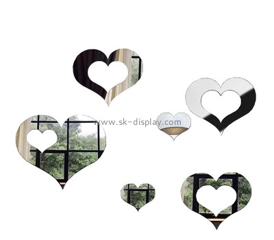 Custom wholesale acrylic heart wall decal DIY mirror stickers MA-145