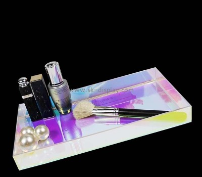 Custom wholesale iridescent acrylic beauty organizer tray STS-233