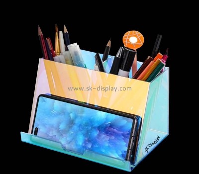Custom wholesale acrylic desk organizer with built-in phone holder PD-282