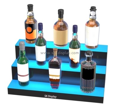 Custom wholesale acrylic 3 tier LED bar wine bottle display stand WD-232