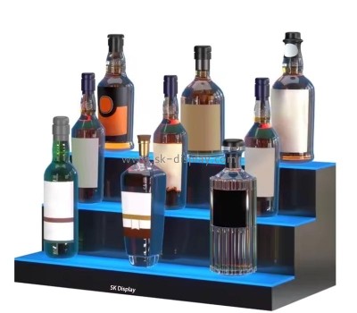 Custom wholesale acrylic 3 tier LED wine bottle display rack WD-234