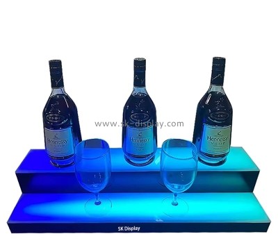 Custom wholesale acrylic 2 tier LED wine bottle display stand WD-233