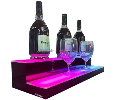 Custom wholesale acrylic 2 tier LED wine bottle display rack WD-236