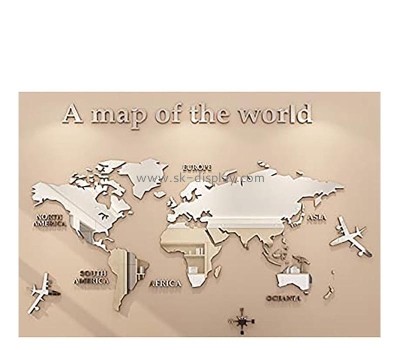 Custom wholesale acrylic wall decal world map mirror stickers MA-146