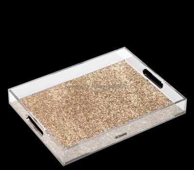 Custom wholesale glitter brown acrylic decorative tray STS-239