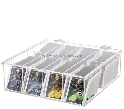 Custom wholesale acrylic multi dividers tea bag storage box FD-506