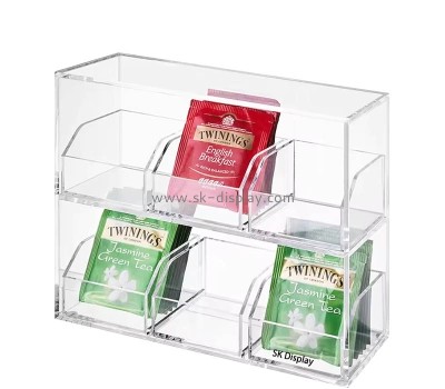 Custom wholesale acrylic 2 tiers tea bag storage box FD-509