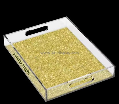 Wholesale custom gold glitter acrylic serving tray STS-249