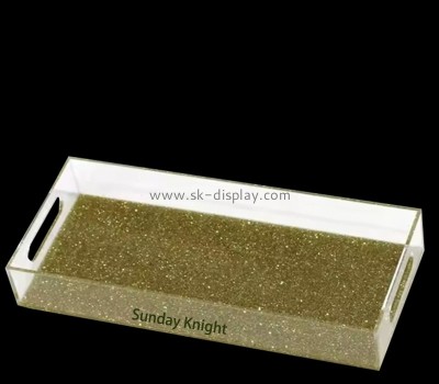 Wholesale custom gold glitter acrylic decorative serving tray STS-252