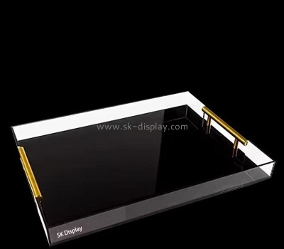 Wholesale custom acrylic serving tray with gold handles STS-260